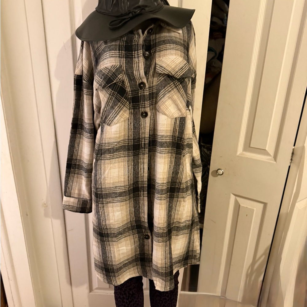 Long Flannel Cardigan Jacket